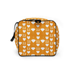Daemon Luxury Frosted Diamonds Tarmin Honeybees all-over-print duffle bag in white, showcasing detailed diamond pattern on side view.