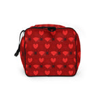 White Supreme Models Borsone duffle bag by Daemon Luxury with all-over print, showing the side view and zipper details.