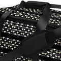 Daemon Frosted Diamonds Rich Love print all-over duffle bag with white background and diamond pattern for travel and gym use.