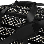Daemon Frosted Diamonds Rich Love print all-over duffle bag with white background and diamond pattern for travel and gym use.