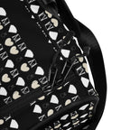 White Daemon Frosted Diamonds Rich Love duffle bag with all-over-print design and sturdy handles.