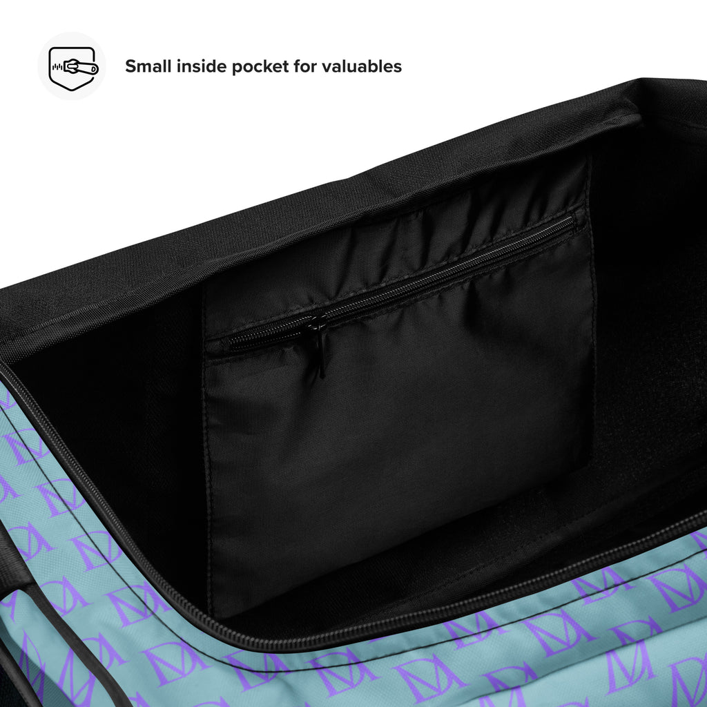 Daemon Luxury Pacifica Illusion oceanic hologram duffle bag with all-over white print and sturdy handles.