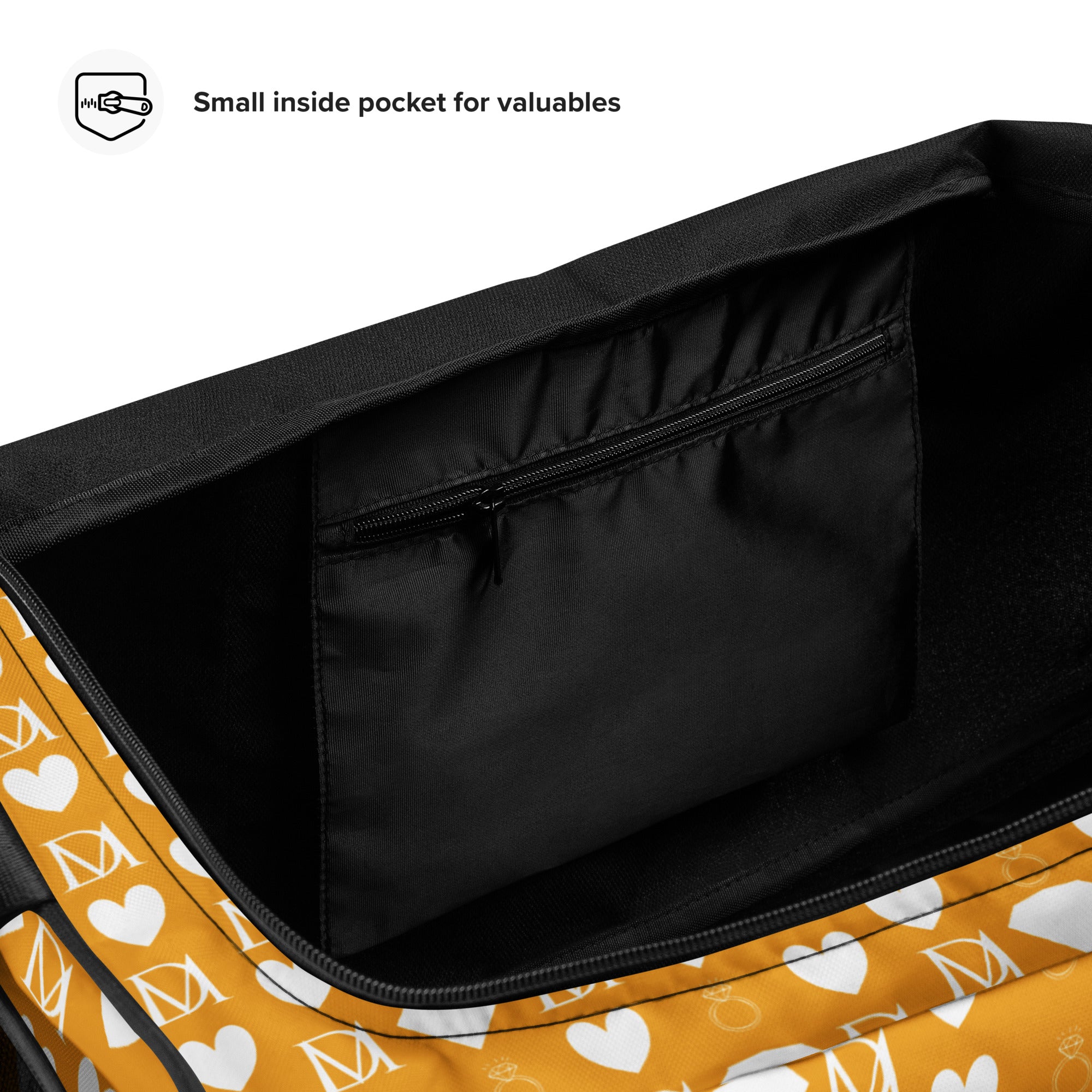 White all-over print duffle bag with diamond pattern from Daemon Luxury's Frosted Diamonds Tarmin Honeybees collection.