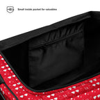Daemon Luxury Frosted Diamonds Venus duffle bag with all-over white print, featuring a stylish, spacious travel and gym bag design.