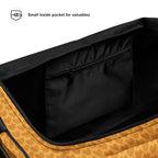 Heartfelt Artica Blizzard duffle bag by Daemon Luxury with all-over white print featuring delicate lucciole falo design.