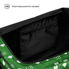 Daemon Luxury Belly Red’s Garden Borsone duffle bag with all-over white floral print, spacious and stylish for travel.
