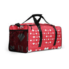 White Daemon Frosted Diamonds La Flame Borsone duffle bag with all-over diamond print, right-front view.
