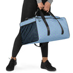 White Daemon Luxury Pacifica Illusion oceanic hologram duffle bag with all-over print, displayed from the right front view.