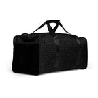 Daemon Luxury Frosted Diamonds platinum dim all-over print duffle bag in white, right front view showing stylish design and handles.