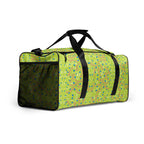 Daemon Luxury Picasso Mirrors Borsone duffle bag with all-over white print, showing the right front view of the stylish carryall.