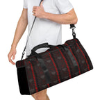 Daemon Luxury Supreme Models More Less Love white duffle bag with all-over print, right front view