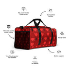 White Supreme Models Borsone duffle bag with all-over print, featuring Daemon Luxury branding on the front right side.