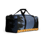 Daemon Luxury Crescent City Tarmin Honeybees all-over-print duffle bag in white, showing right front view with detailed design.