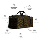 Daemon Luxury Sun Glow California Borsone duffle bag with all-over print, white fabric, right-front view.