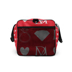 Daemon Frosted Diamonds La Flame Borsone duffle bag with all-over white print, showing the right side of the stylish travel bag