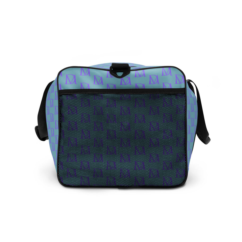 White Pacifica Illusion Oceanic Hologram duffle bag by Daemon Luxury, showing all-over print and right side view.