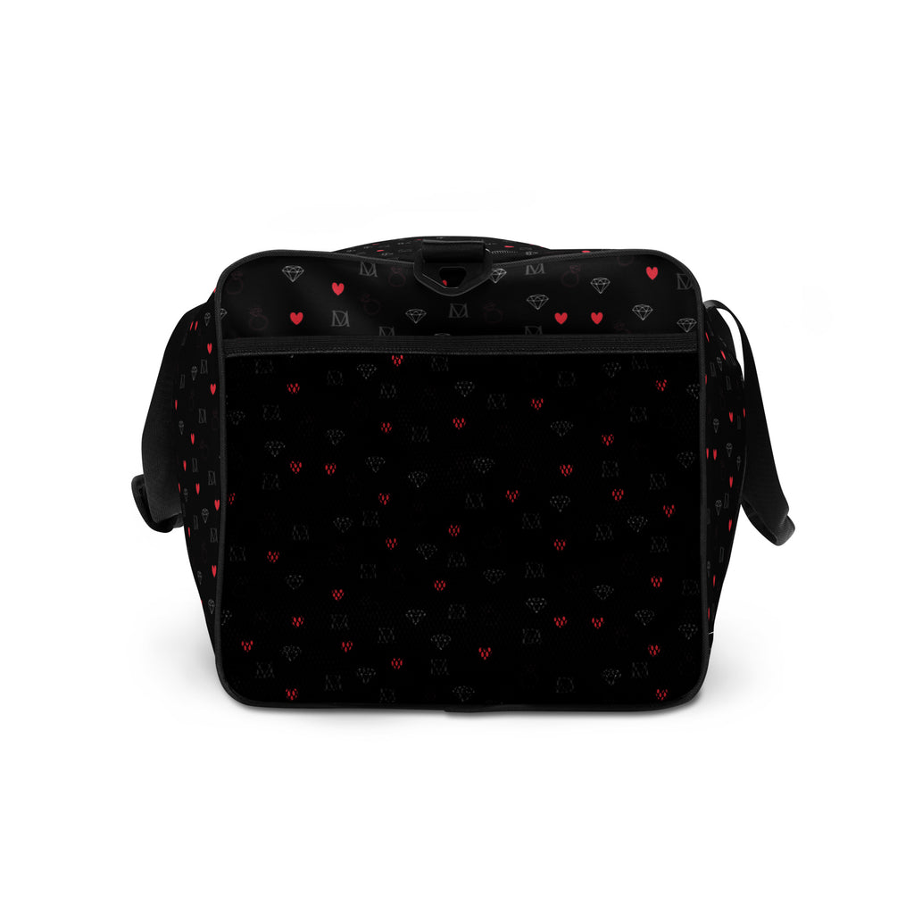Daemon Luxury Speckled Diamonds NEMESIS Borsone duffle bag with all-over white and black speckled diamond print, right side view
