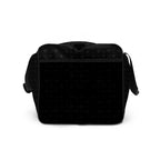 White all-over-print duffle bag with frosted diamond pattern from Daemon Luxury's Platinum Dim collection, showing the right side.