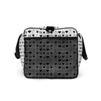 Daemon Luxury Dim Diamonds Artica Nero duffle bag with all-over black and white diamond print, right side view