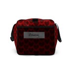 White Daemon Luxury Heartfelt Borsone duffle bag with all-over print, shown from the right side.