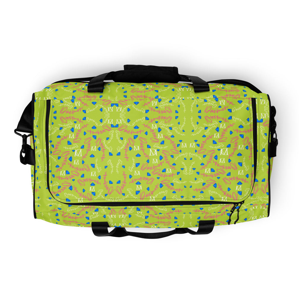 Daemon Luxury Picasso Mirrors Borsone duffle bag with all-over print, white background, stylish and spacious for travel or gym use.