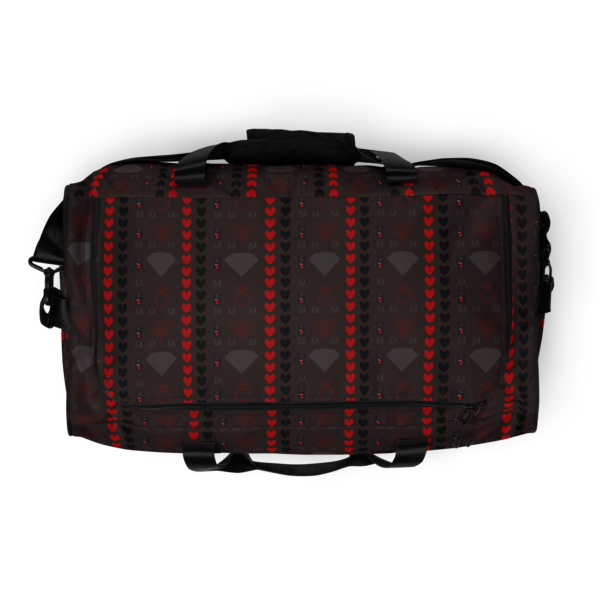 White Supreme Models "More Less Love" duffle bag by Daemon Luxury with all-over print and sturdy handles.