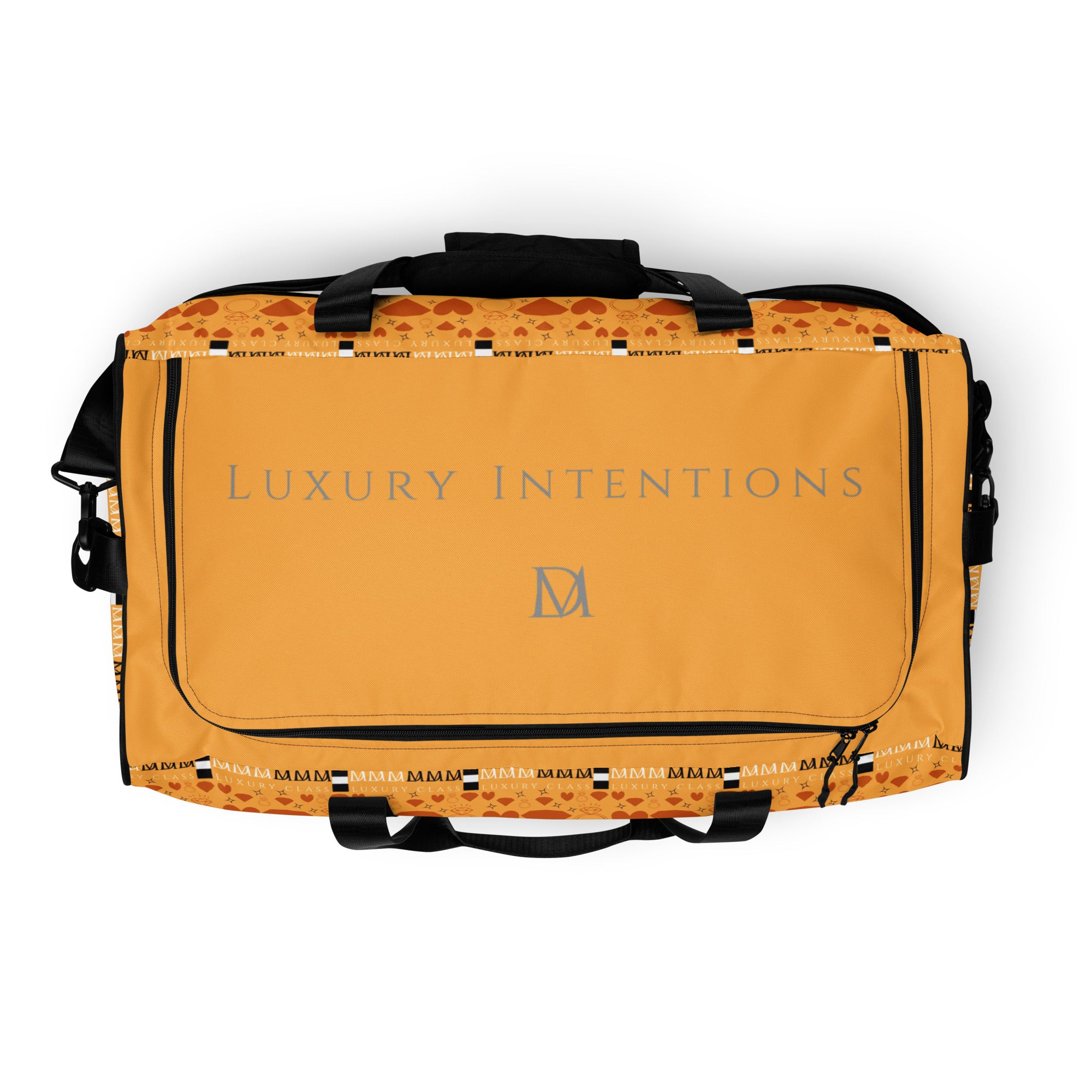 Daemon Luxury STF Bliss Lucciole Falo all-over-print duffle bag with white background and spacious design.