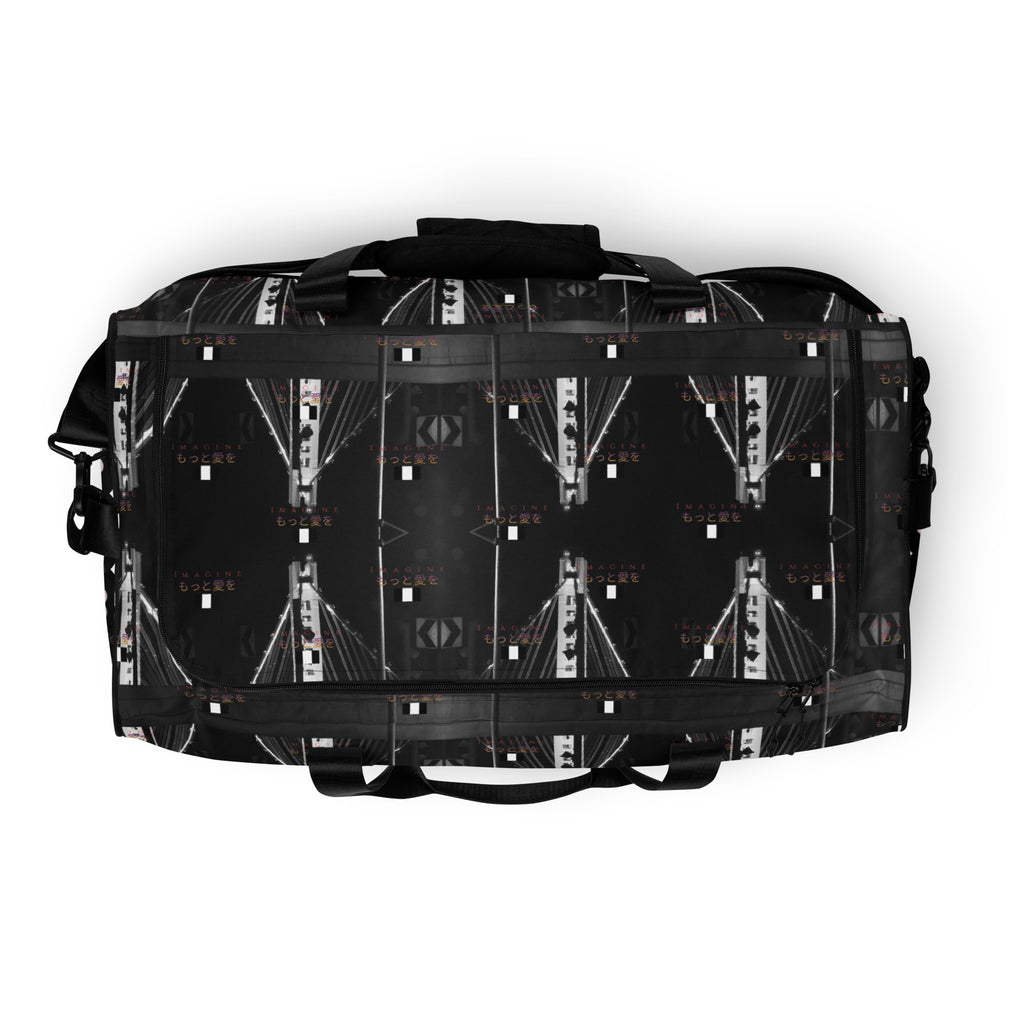 Southgate Treasured Borsone duffle bag by Daemon Luxury with all-over white print, spacious and stylish for travel.