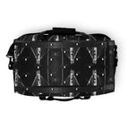 Southgate Treasured Borsone duffle bag by Daemon Luxury with all-over white print, spacious and stylish for travel.