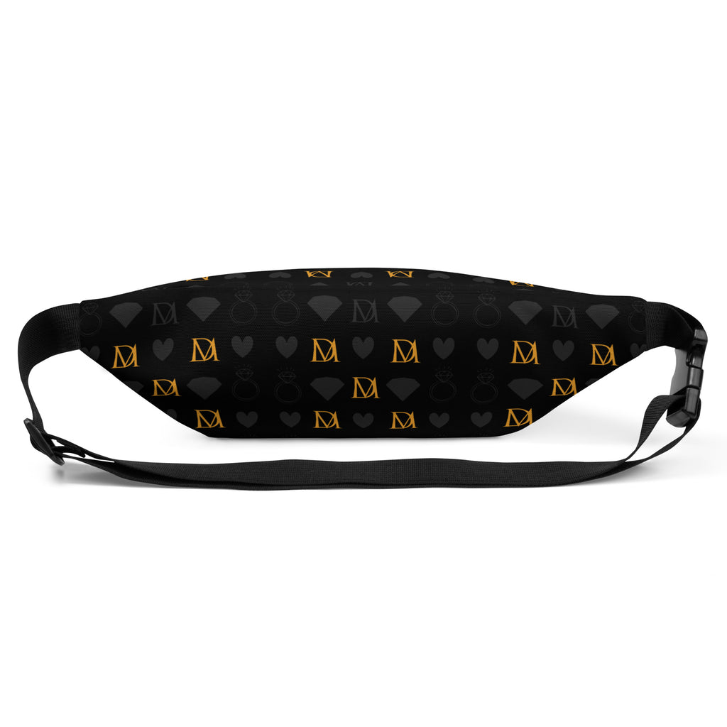 Daemon Frosted Diamonds Gold Tender fanny pack with all-over white print and gold diamond accents, stylish and functional accessory.