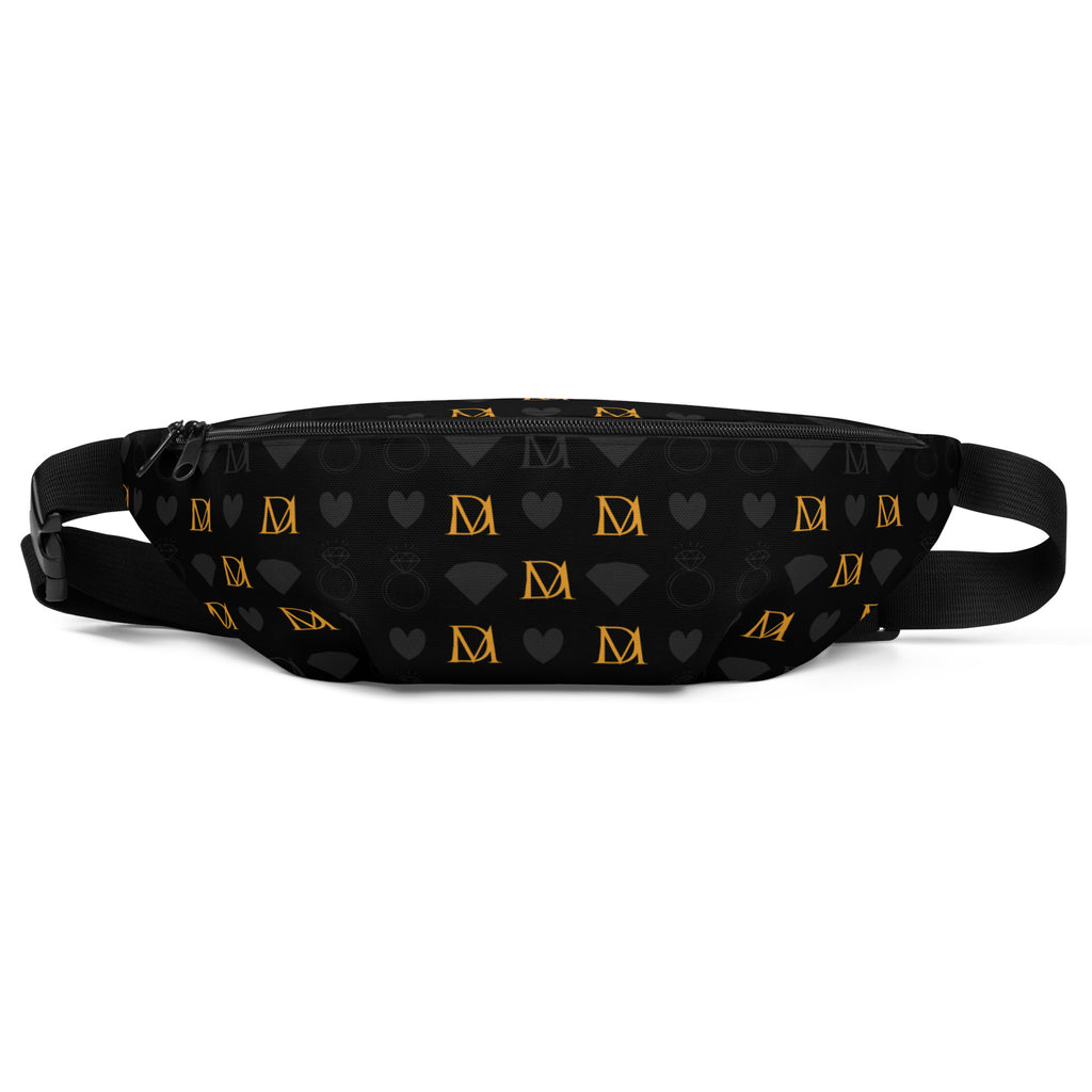 Daemon Frosted Diamonds Gold Tender fanny pack with all-over white print and gold accents, stylish and functional accessory.