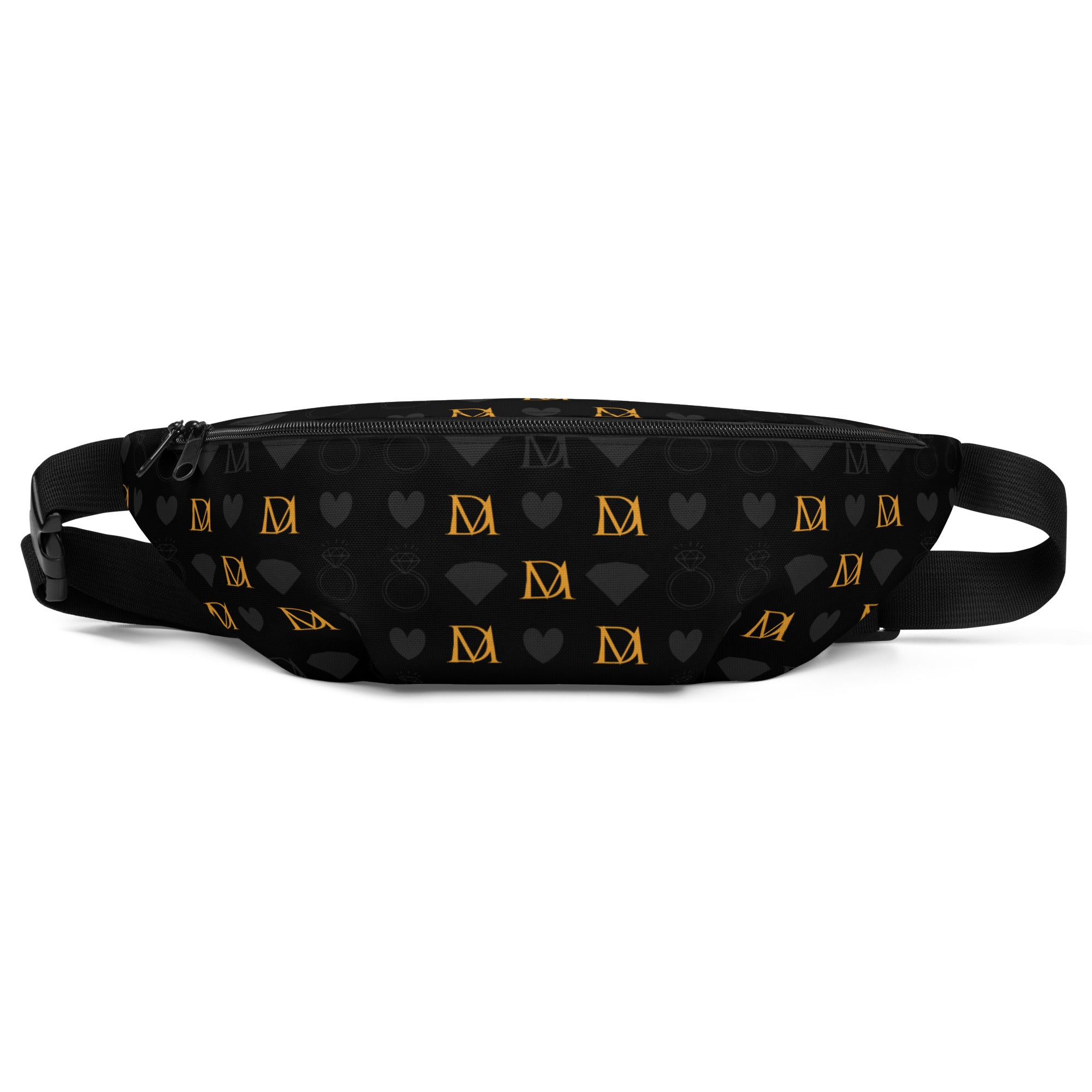 Daemon Frosted Diamonds Gold Tender fanny pack with all-over white print and gold accents, stylish and functional accessory.