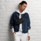Daemon Frosted Diamonds Gold Tender fanny pack with all-over print, featuring white background and stylish gold diamond design.
