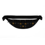 White fanny pack with frosted diamond gold tender all-over print by Daemon, featuring a stylish and compact design.