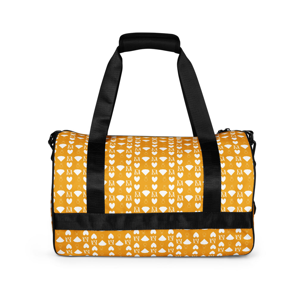 All-over print Daemon Luxury Frosted Diamonds Tarmin Honeybees gym bag with white back design and durable handles.