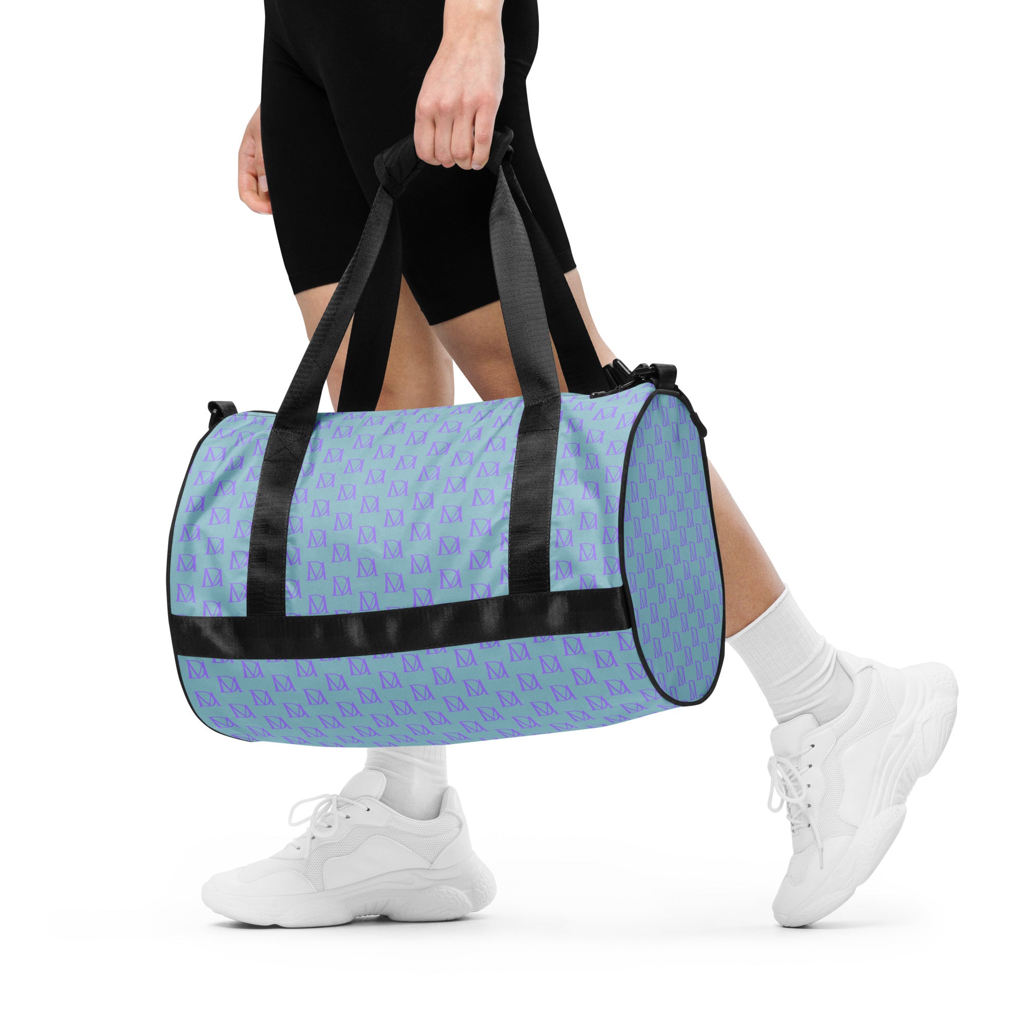 Daemon Luxury Pacifica Illusion oceanic hologram gym bag with all-over print in white, showcasing a vibrant, reflective design.