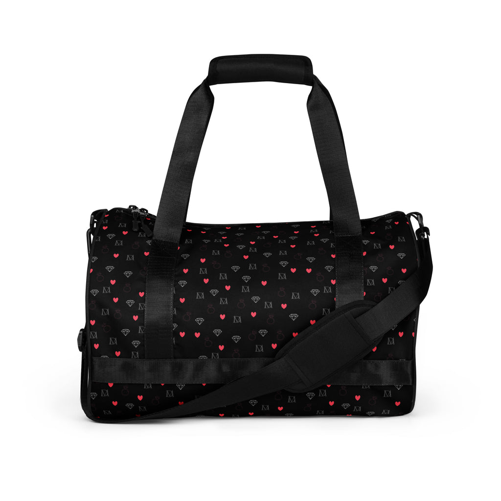 Daemon Luxury Speckled Diamonds NEMESIS Borsone Micro gym bag with all-over white print and black handles.