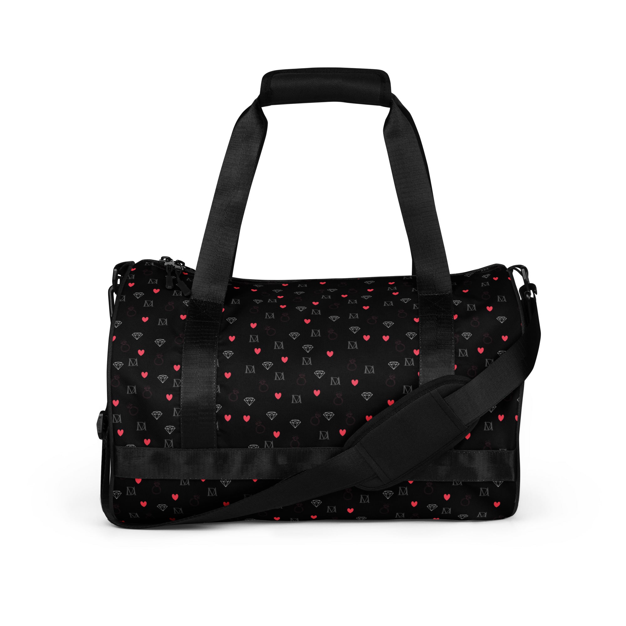 Daemon Luxury Speckled Diamonds NEMESIS Borsone Micro gym bag with all-over white print and black handles.