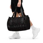 Daemon Luxury Speckled Diamonds NEMESIS Borsone Micro gym bag with all-over white print and black speckled diamond pattern.