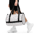 White Borsone Micro gym bag with speckled diamond Artica Blizzard pattern by Daemon Luxury, featuring all-over print design.