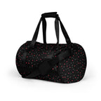 Daemon Luxury Speckled Diamonds NEMESIS Borsone Micro gym bag with all-over white and black diamond pattern, front view.
