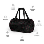 Daemon Luxury Speckled Diamonds Borsone Micro gym bag with white all-over print, featuring black handles and zipper details.