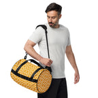 Daemon Luxury Frosted Diamonds Tarmin Honeybees gym bag with all-over white print, featuring a sleek, stylish design and sturdy handles.