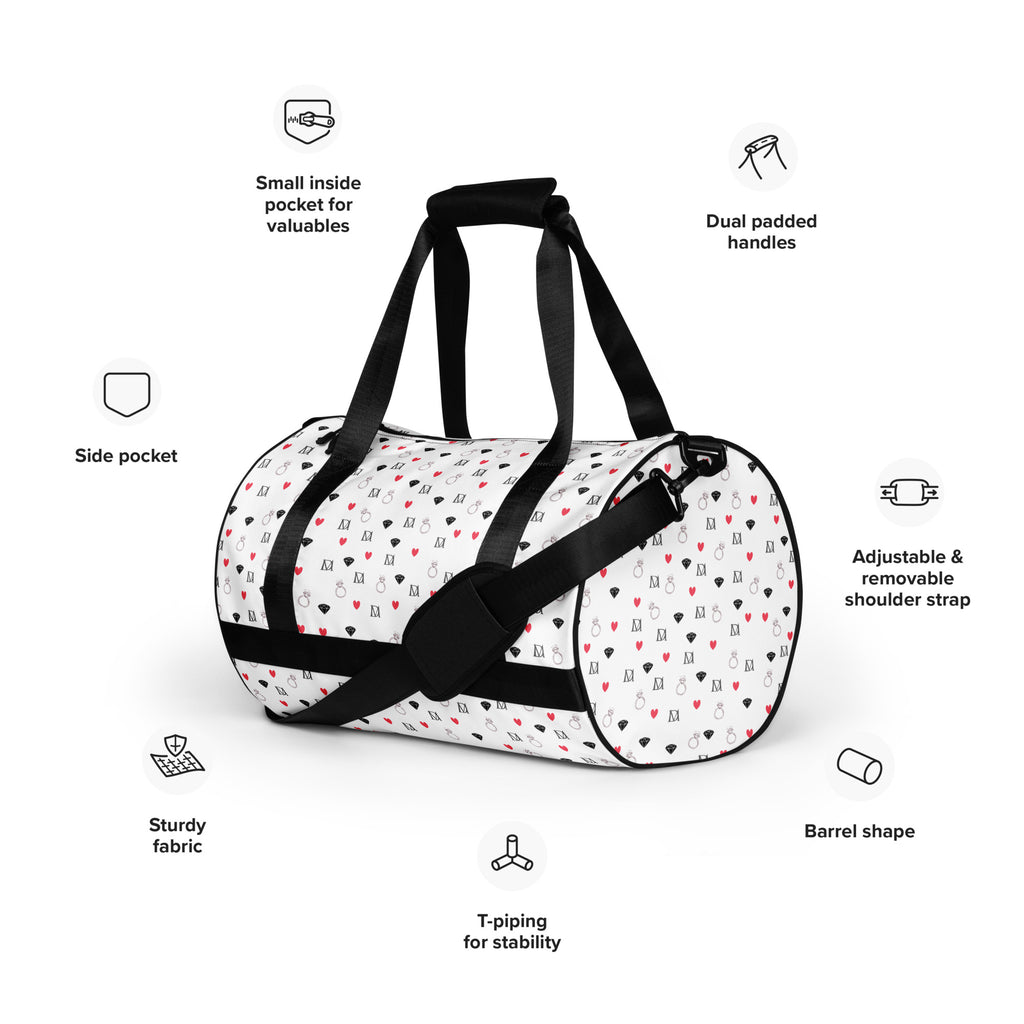 Daemon Luxury Speckled Diamonds Artica Blizzard Borsone Micro gym bag with all-over white print and speckled diamond pattern.