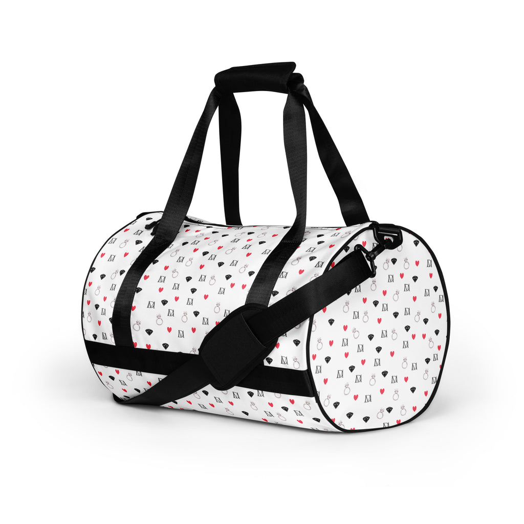 Daemon Luxury Speckled Diamonds Artica Blizzard Borsone Micro gym bag with all-over white speckled diamond print, front view