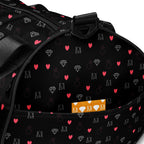 White Daemon Luxury Speckled Diamonds (NEMESIS) Borsone Micro gym bag with all-over diamond print.