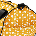 White Daemon Luxury Frosted Diamonds gym bag with all-over diamond pattern and sturdy handles, ideal for sports and travel.