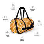 White Daemon Luxury Frosted Diamonds gym bag featuring all-over print with diamond pattern, right-front view.