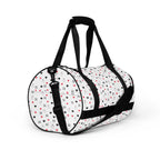 Daemon Luxury Speckled Diamonds Artica Blizzard Borsone Micro gym bag with all-over white and diamond pattern, right front view.