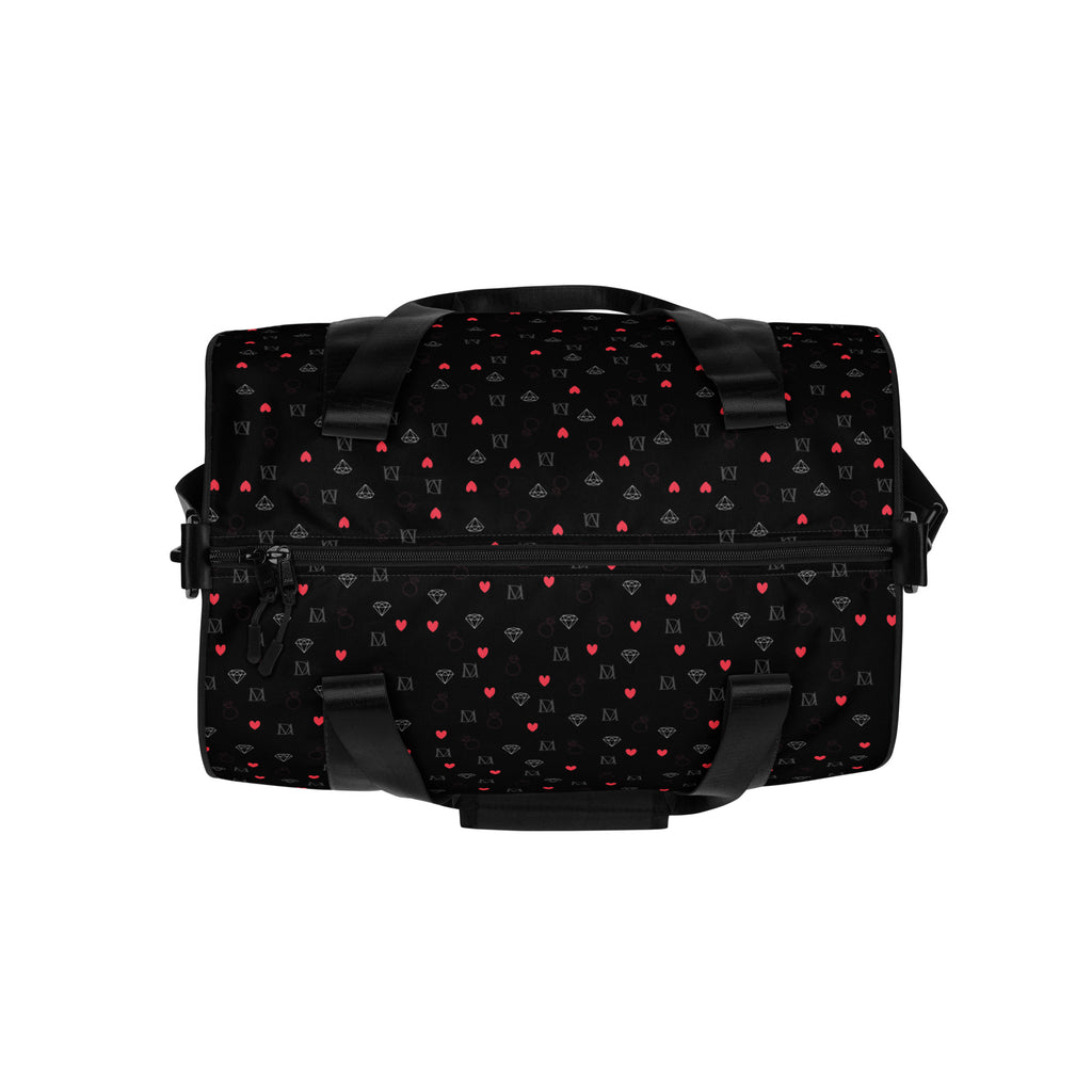 Daemon Luxury Speckled Diamonds NEMESIS Borsone Micro gym bag with all-over white and black diamond print on fabric.